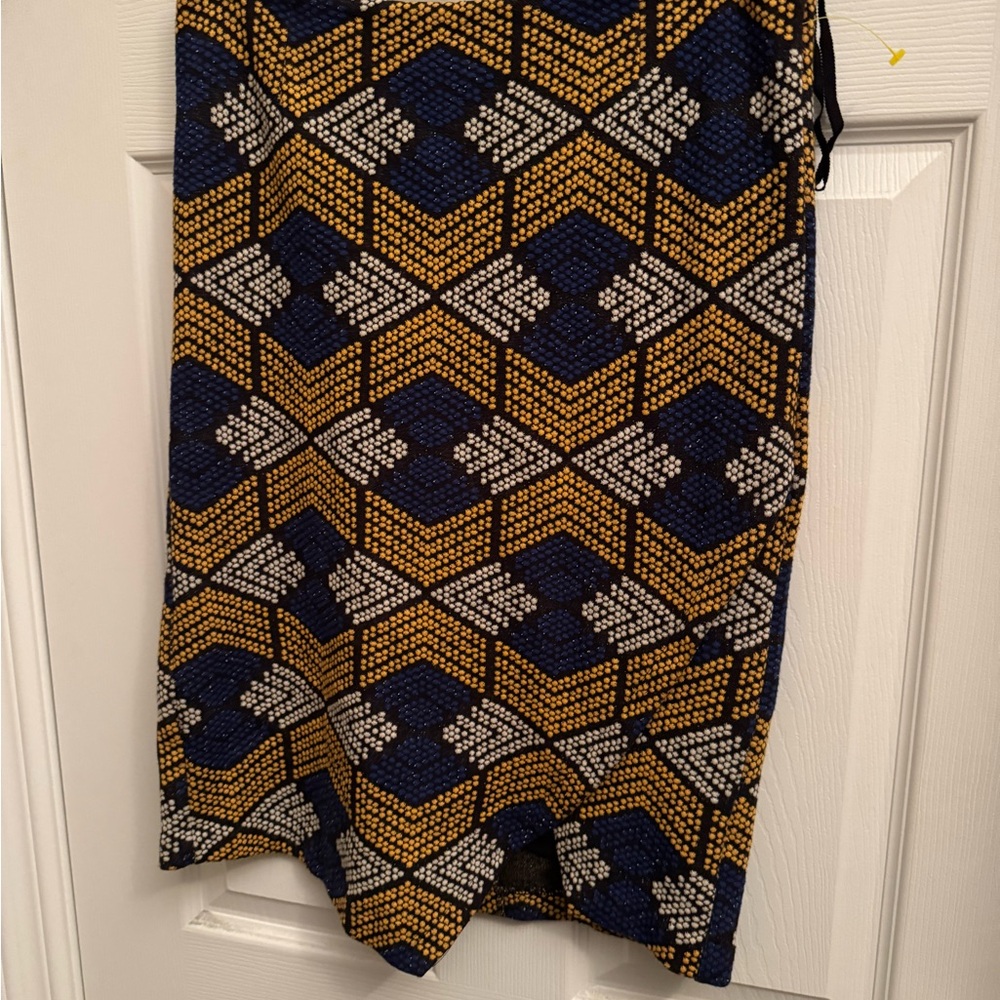 Maeve Geometric Patterned Skirt in Blue and Gold